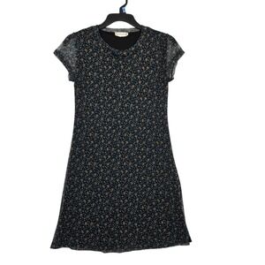 Altar'd State Mini Dress Womens Small Black Floral Mesh layered Cap Sleeve
